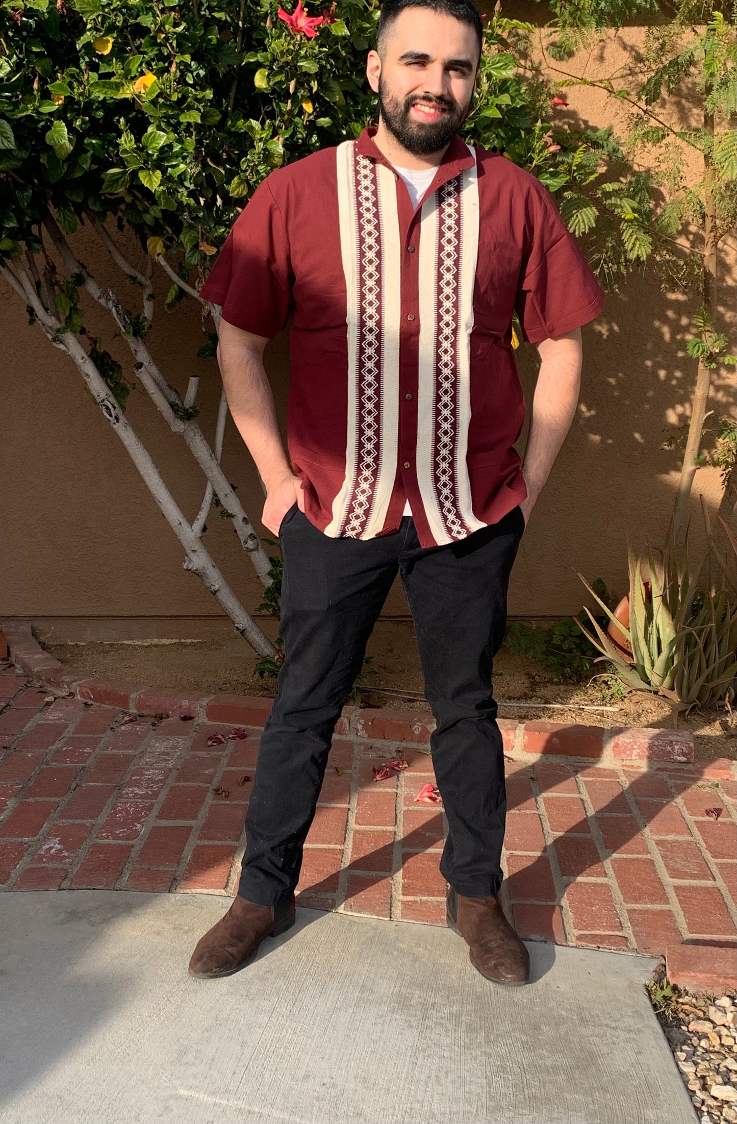 Men Guayabera Burgundy