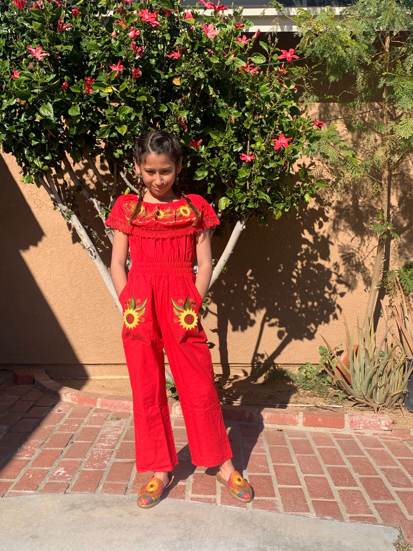 Audrey Sunflower Jumpsuit Red